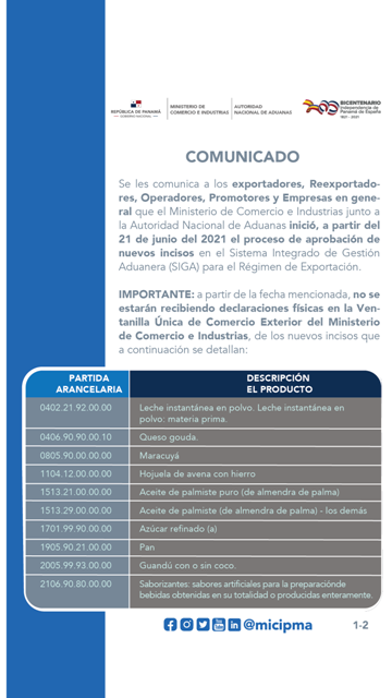 Comunicado aduanas 01