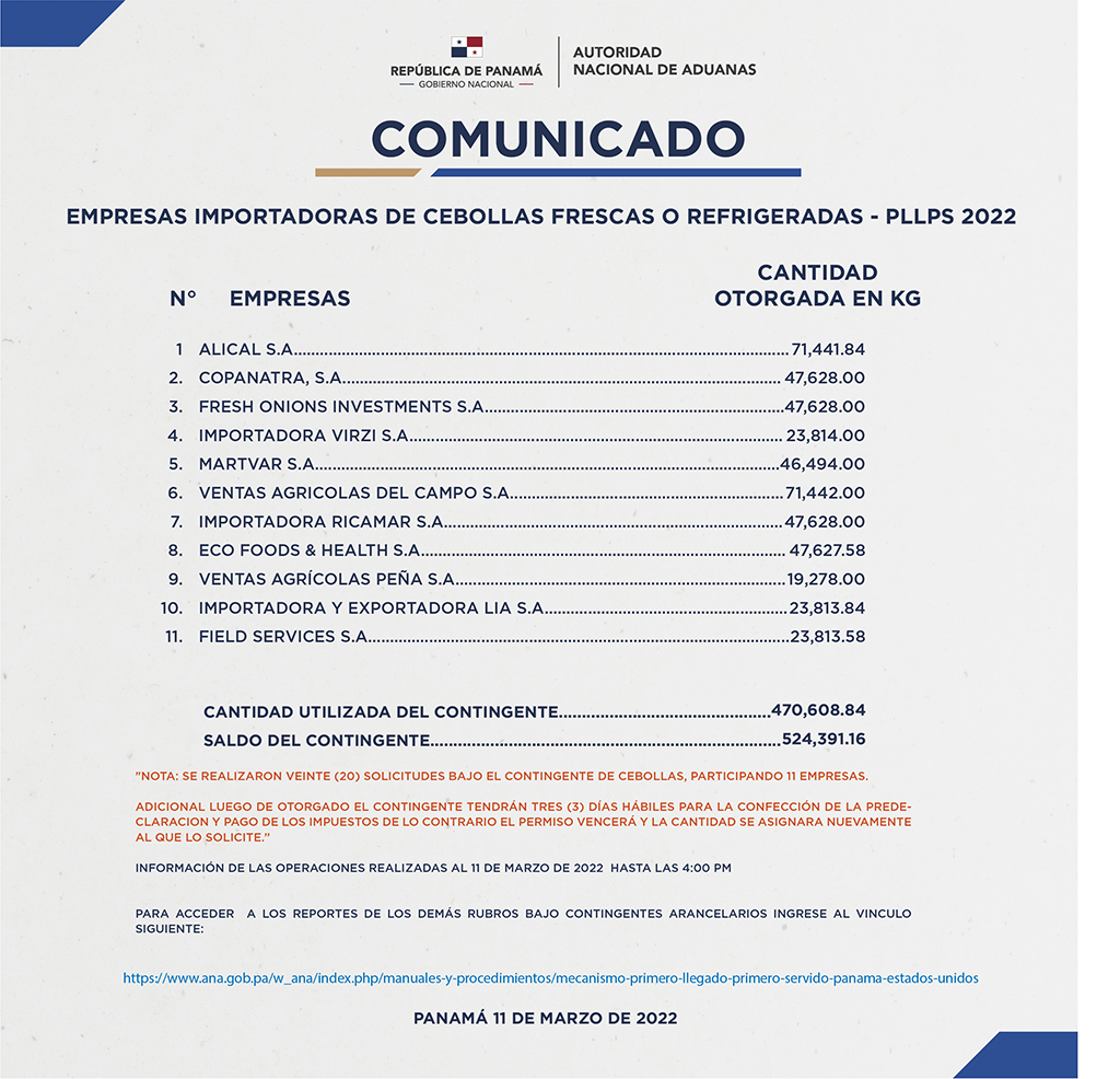 comunicado de cebollas